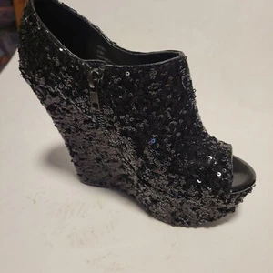 steve madden plateau schwarz paillettenkeil 6,5m - Bild 1 von 6