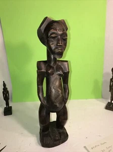 "Estatua de arte africano tallada a mano Congo Man Baoule de 17"" de alto" - Imagen 1 de 23
