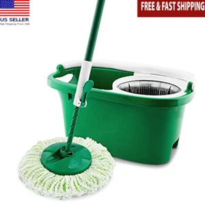 2 GAL Mikrofaser Spin Mop Eimer System Verstellbarer Griff 360 Grad Auswringer Neu - Bild 1 von 7