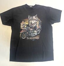 vintage 3d emblem harley davidson t shirt Survivors Hog Farm Seneca Ny XL