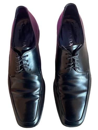 PRADA 1145 scarpe formali stringate in pelle nera da uomo UK 7 5 EUR 41 5 US 8 5