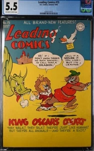 RARE CGC 5.5 SUMMER 1945 LEADING COMICS #15 DC GOLDEN AGE LOW POP ONLY 2 - Picture 1 of 2