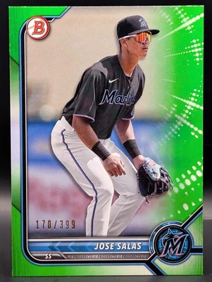 2022 Bowman #BP-30 Jose Salas Prospects Neon Green /399 - Miami Marlins - Image 1 of 2
