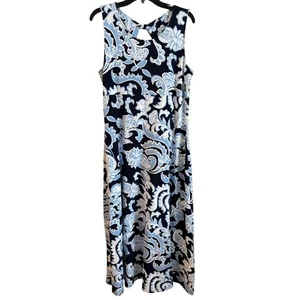 Maxi Vestido Talbots Jersey Dinámico Paisley Sin Mangas Talla Grande Azul - Imagen 1 de 6