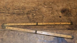 Early Stanley No 62 Boxwood and Brass Ruler. Made in USA. - Picture 1 of 7