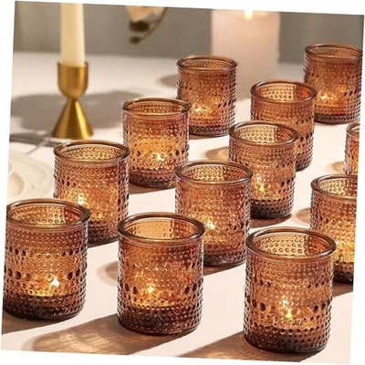 36pcs Votive Candle Holders for Fall Decor, Glass Small Tea 2x2.5in Amber - Imagem 1 de 4