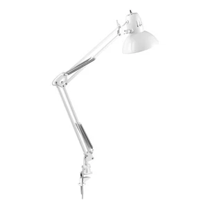 Electric 52847 31.5 Inch Swing Arm Clamp-On White Desk Lamp with Nickel Accen... - Picture 1 of 9