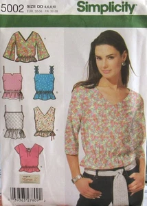 Prendas para el torso pulóver Simplicity 5002 para mujer 12-18 SEIS DISEÑOS estampado de blusa camisola - Imagen 1 de 2