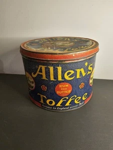 Vintage Allen's Toffee Supreme Antique Tin 8.5" Across - Picture 1 of 9