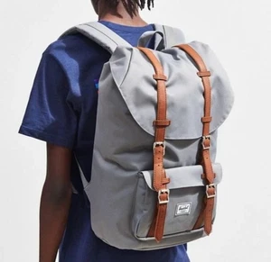 Mochila Herschel Supply Co Little America Gris Marrón Cuero 25L 15" Laptop - Imagen 1 de 8