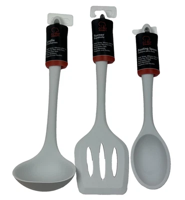Chef Craft White 3 Piece Premium Silicone Kitchen Set Spoon Ladle Spatula Turner - Image 1 of 4