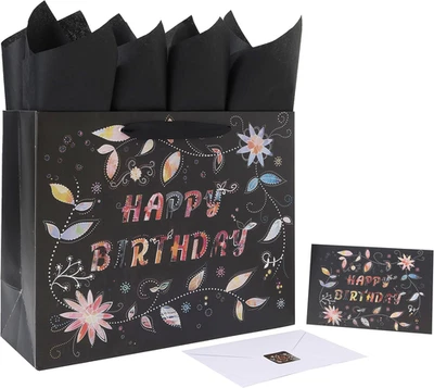 13'' большой Happy день рождения подарок сумка комплект с ручками, поздравительная открытка, папиросная бумага - Изображение 1 из 4
