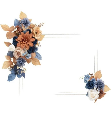 Livro de visitas flores laranja terracota e azul marinho floral - Imagem 1 de 2