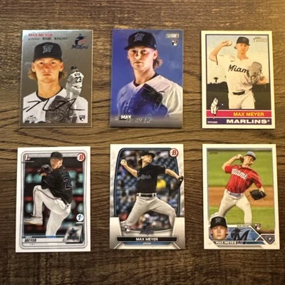 Max Meyer 2023-2025 Topps Series/Bowman/Stadium/Platinum RC Marlins 6-Card Lot - Image 1 of 4