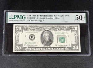 1963 $20 Federal Reserve Twenty Star Note New York FR 2065-B* PMG 50 EPQ - Picture 1 of 2