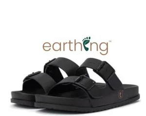 Neu mit Etikett Earthing Aspen Pantoletten von Clint Ober Erdung Sandalen Herren Größe 11 schwarz - Bild 1 von 6