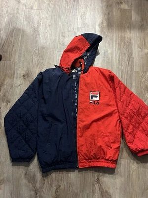 Chaqueta acolchada vintage FILA, hip hop rap años 90, para hombre talla L, azul y rojo cremallera completa Foto 1 de 4
