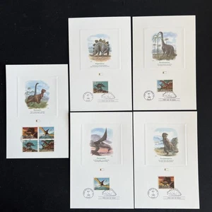 2422-25 Dinosaurs (Set of 5 with Block of 4) FDC Fleetwood Proofcard 1989 - Picture 1 of 12