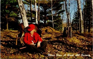 Never Saw a BUCK All Season CLUELESS HUNTER Humor animal Postcard - Picture 1 of 2