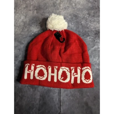Gorro de Natal vermelho pompom de malha personalizado H&M "Ho Ho Ho" tamanho único - Imagem 1 de 3