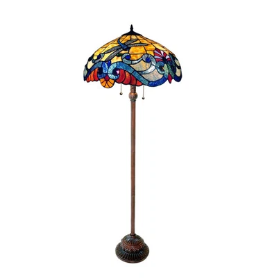 Floor Lamp Tiffany Style Stained Glass with a Dragonfly Design Shade - Image 1 of 4