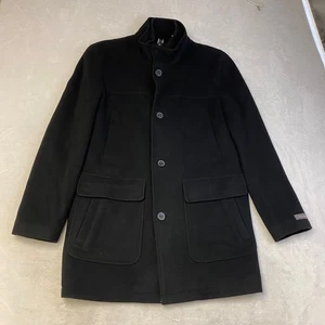 Cole Haan Men's Black Wool Blend Coat Jacket Italy Fabric Medium - Picture 1 of 11