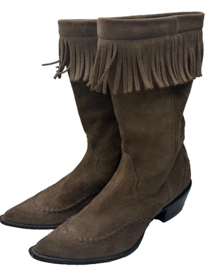 Crush by Durango 女式条纹麂皮绒牛仔靴西部尺寸 7M TAN 尖头 — 第 1/4 张图片