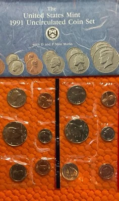 1991 US Mint Set Uncirculated 10 Coin Set Philadelphia & Denver P & D #1 - Image 1 of 2