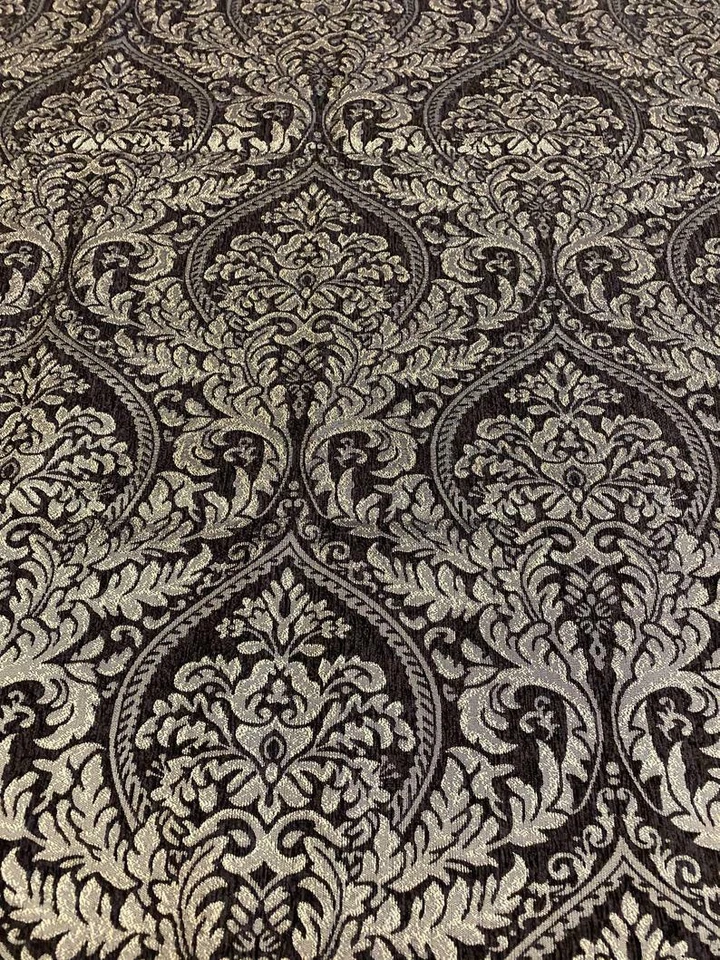 Обивка тканевая широкая 54 дюйма Napoli золотистая темно-коричневая дамасская шениль на золоте - Изображение 1 из 3