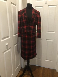 VINTAGE PENDLETON ROCK ANZUG 100 % WOLLE ROT SCHWARZ KARIERT ROCK 6 JACKE 8 - Bild 1 von 19