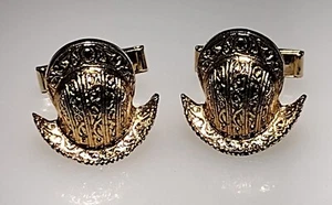Vintage goldfarbene figürliche spanische Konquistador Helm Manschettenknöpfe datiert 1968 - Bild 1 von 2