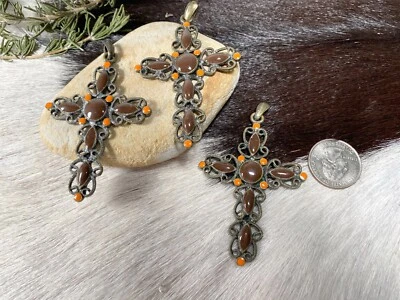 Colgante para Fabricación de Joyas Cruz Fe Marrón Collar Colgante 2.5" Lote de 3 Foto 1 de 4