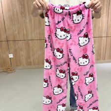 Sanrio Hello Kitty Pajamas Halloween Flannel Fashion Trouserswomen Kawaii Woolen