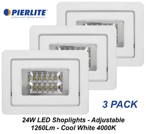 3 x 24W LED Shoplighters Retail Shop Light Cool White 4000K 1260Lm Adjustable - Picture 1 of 6