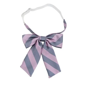 Women Striped Printed Twill Bow Neck Tie School Student Girl Adjustable Necktie - Picture 1 of 15