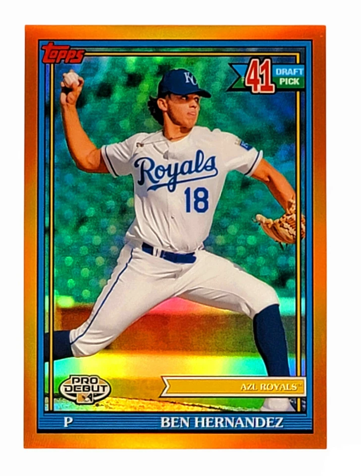 BEN HERNANDEZ RC SSP    2021 Topps Pro Debut     ORANGE CHROME REFRACTOR SP 8/25 - Image 1 of 2