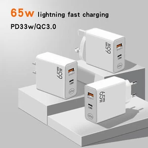 Dual Ports Fast Charger USB Type C Power Adapter 65W PD QC5.0 Phone Charger Plug - Photo 1 sur 15