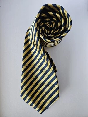 Corbata Dunhill 100 % seda y rayas doradas. Hecho en Inglaterra. 3,5/8" Foto 1 de 3