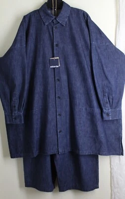 OUTFIT NUEVO CON ETIQUETAS Eskandar 2 3 18" Entrepierna Capris DENIM JEAN Algodón Camisa Chaqueta Abrigo Foto 1 de 4