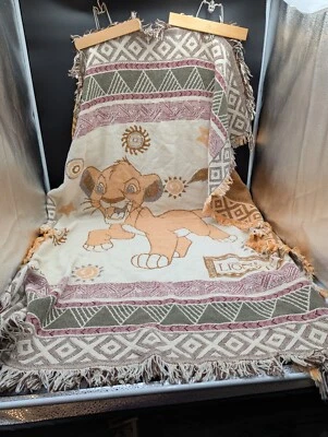 Tapiz de Colección El Rey León Joven Simba Tejido Disney EE. UU. 100% Algodón Baliza Foto 1 de 4