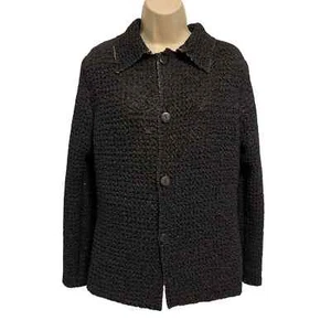 Analogy Crinkle Mixed Animal Print/Black Reversible Jacket XL Preowned - Picture 1 of 9