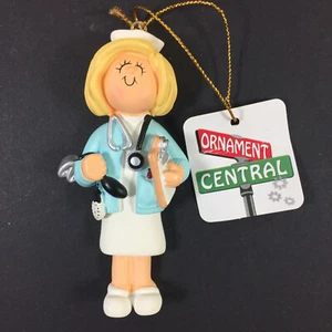 Ornament zentrale blonde weibliche Krankenschwester NEU ETIKETT Geschenk Krankenhaus Arzt B - Bild 1 von 5