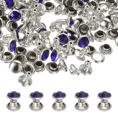 6mm Leather Rivets 70 Sets Rhinestone Rivet Studs Double Cap Spikes Rivet for... - Image 1 of 4