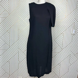 Neu mit Etikett Apiece Apart ein Schulter asymmetrisches schwarzes Kleid mit Cape-Ärmeln Größe US 6 - Bild 1 von 12
