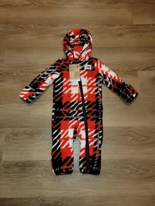 The North Face Baby Cabin Fleece Fiery Red Plaid Size 6-12 Months New - Picture 1 of 6