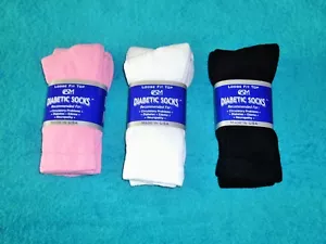 Diabetic Crew Socks 3 Pair Loose Fitting For Circulatory Problems - 1st Quality - Picture 1 of 2