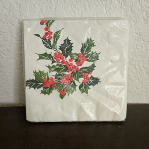 Vintage Ambassador Holly Servietten Getränk Cocktail 15ct Papier Weihnachten Urlaub  - Bild 1 von 2