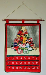 Vtg Kubla Crafts 1989 Christmas Tree Hanging Fabric Advent Calendar 24 Ornaments - Picture 1 of 6
