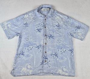 Caribbean Silk Blend Men’s Shirt Large Hawaiian Textured Weave  Floral Button Up - Picture 1 of 8