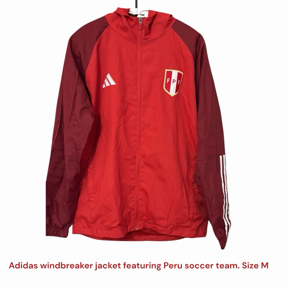 Adidas windbreaker jacket featuring Peru Soccer Team. Size M - Image 1 of 2